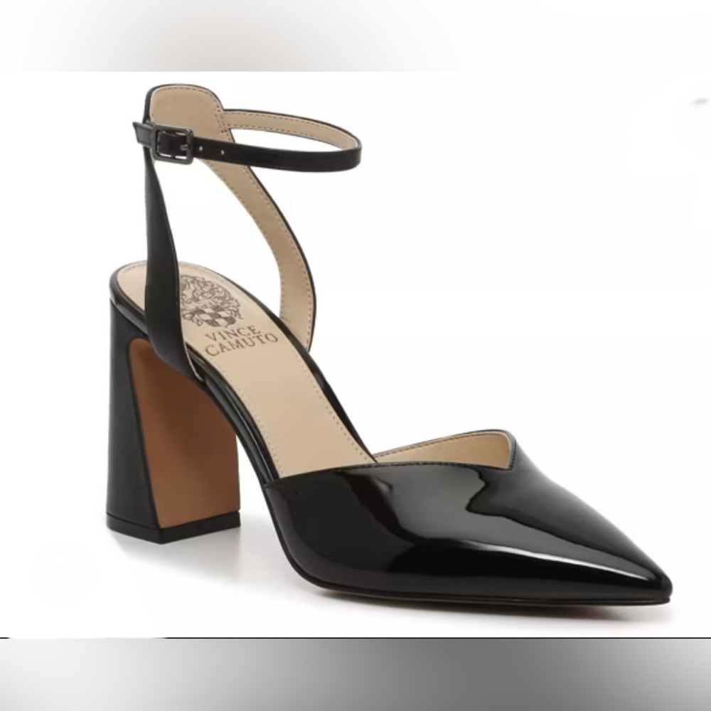 Vince Camuto Ambrei tan‎ patent block heel Sandal heels size 10 brand new - Picture 9 of 15